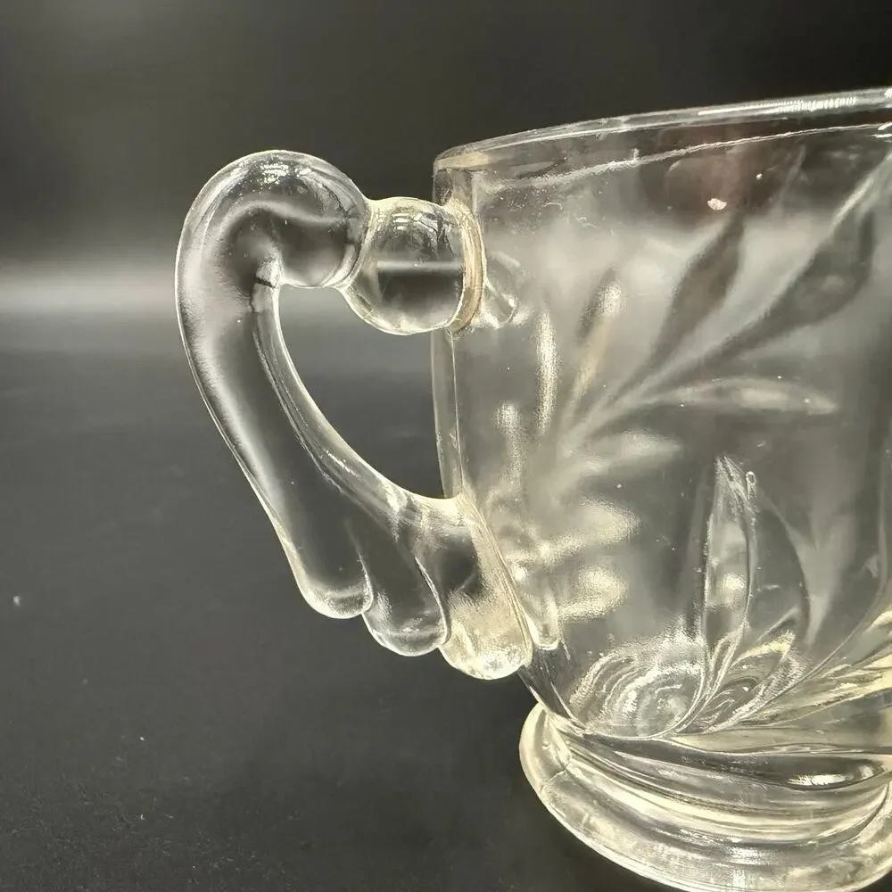 vintage Willow Clear CREAMER Indiana Glass leaf design glassware serving dish